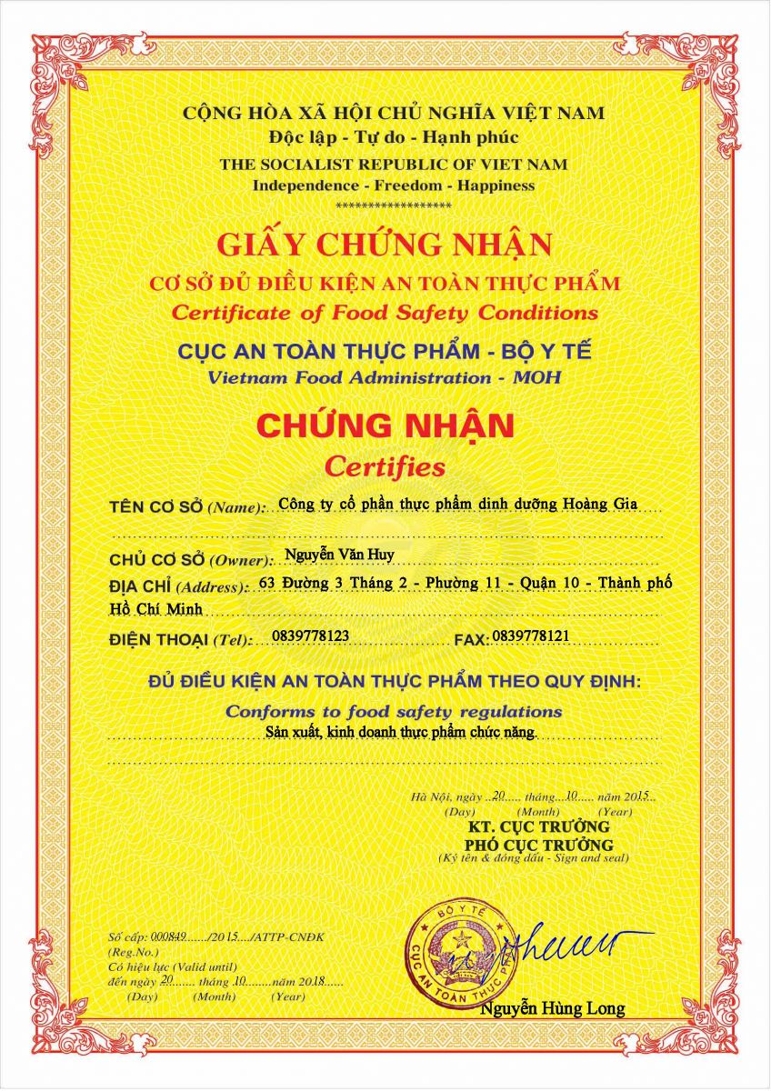 Chứng nhận VSATTP