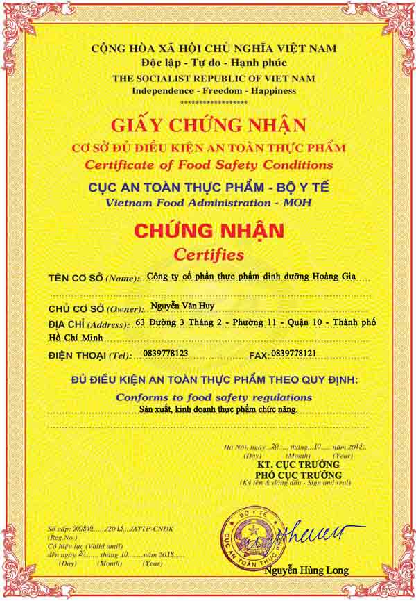 Chứng nhận VSATTP