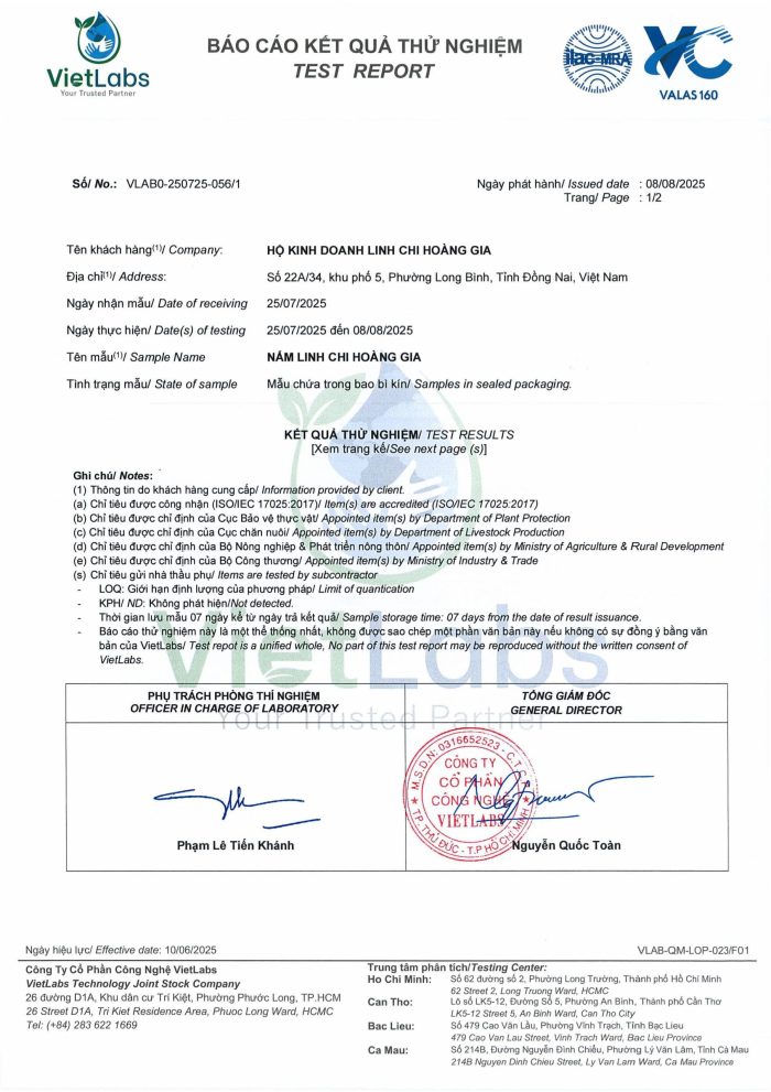 Nấm Linh Chi Hoàng Gia giúp tăng cường sức khỏe và nâng cao hệ miễn dịch. Sản phẩm tự nhiên, an toàn.