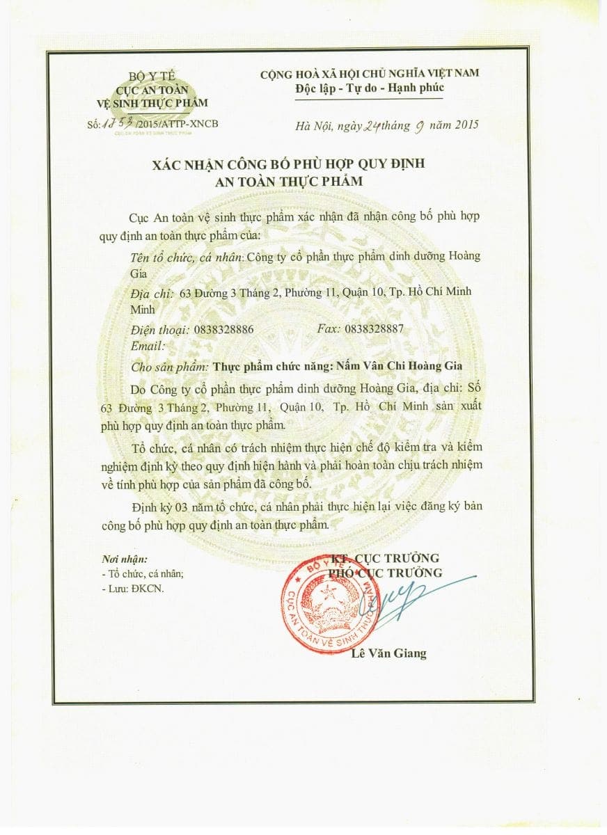 Nấm Vân Chi Hoàng Gia | 2 Loại Nguyên Tai & Xay Bột 33 Hoàng Gia Xac nhan cong bo van chi